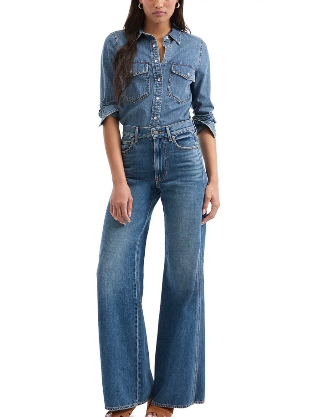 NWT Veronica Beard Kasey Mid Rise Wide Leg Jeans in City Stroll Size 29